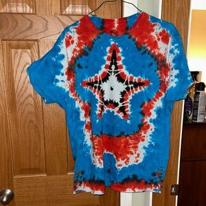 Hanes Red and Blue Tie-Dye Star Tee